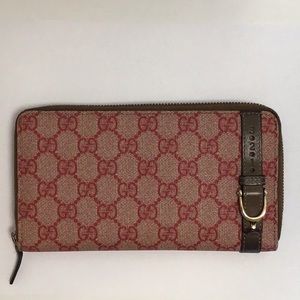 Authentic Gucci Wallet Long GG Logo Horse Bit Zip Around Used Vintage